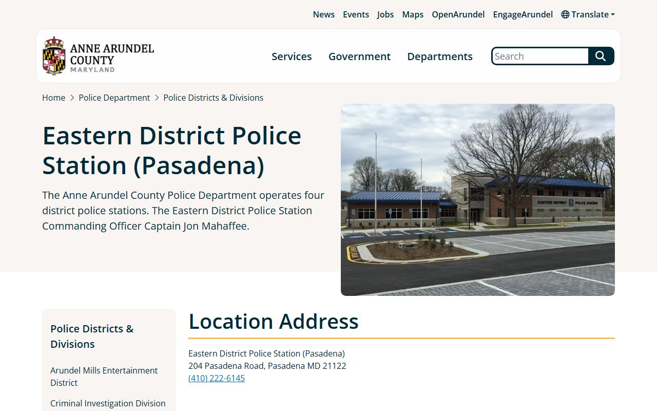 Anne Arundel County Police Eastern District serving Arnold people search