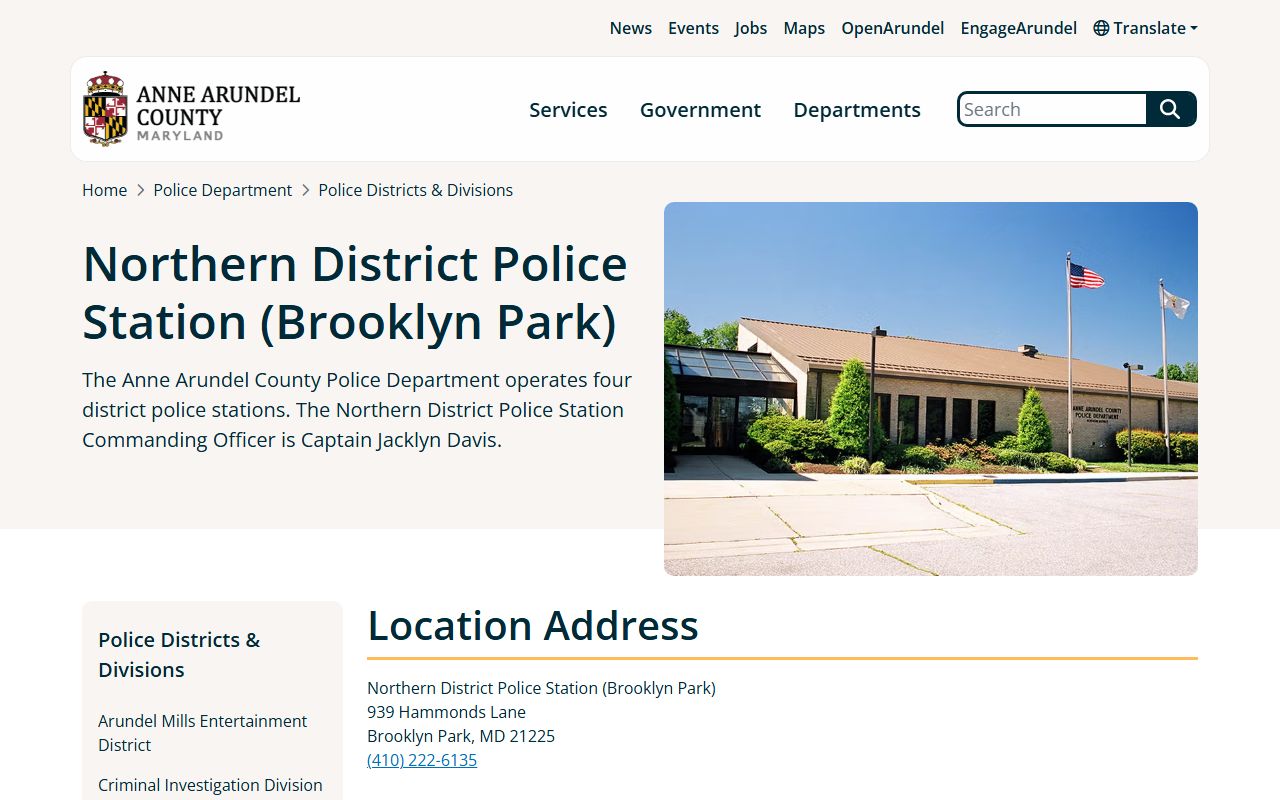 Anne Arundel County Police Northern District serving Glen Burnie people search