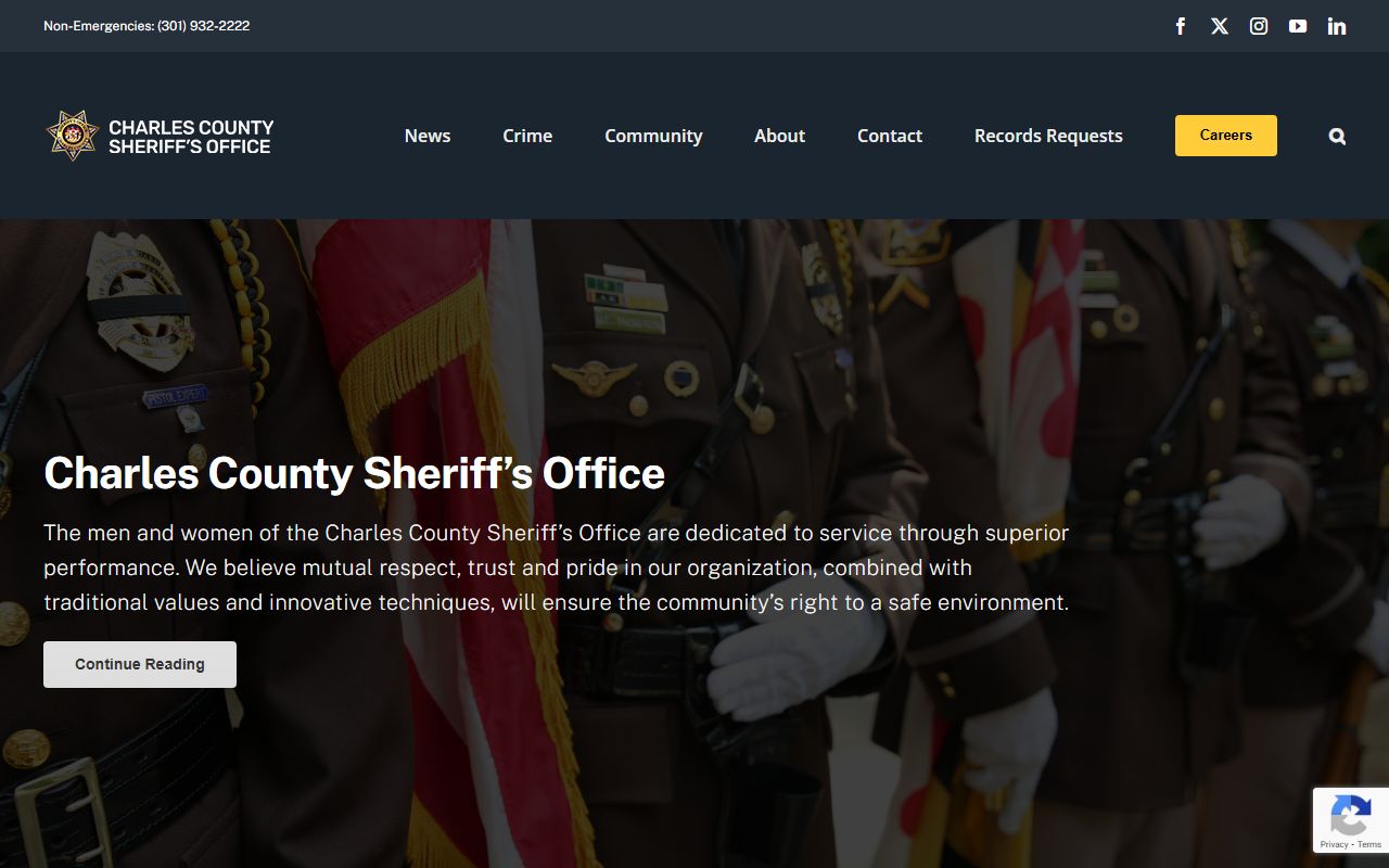 Charles County Sheriff's Office website for Waldorf people search
