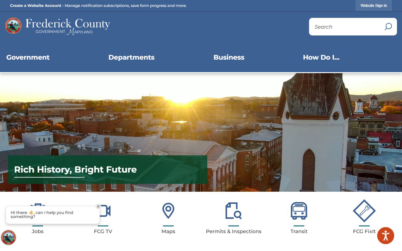Frederick County government homepage for people search resources