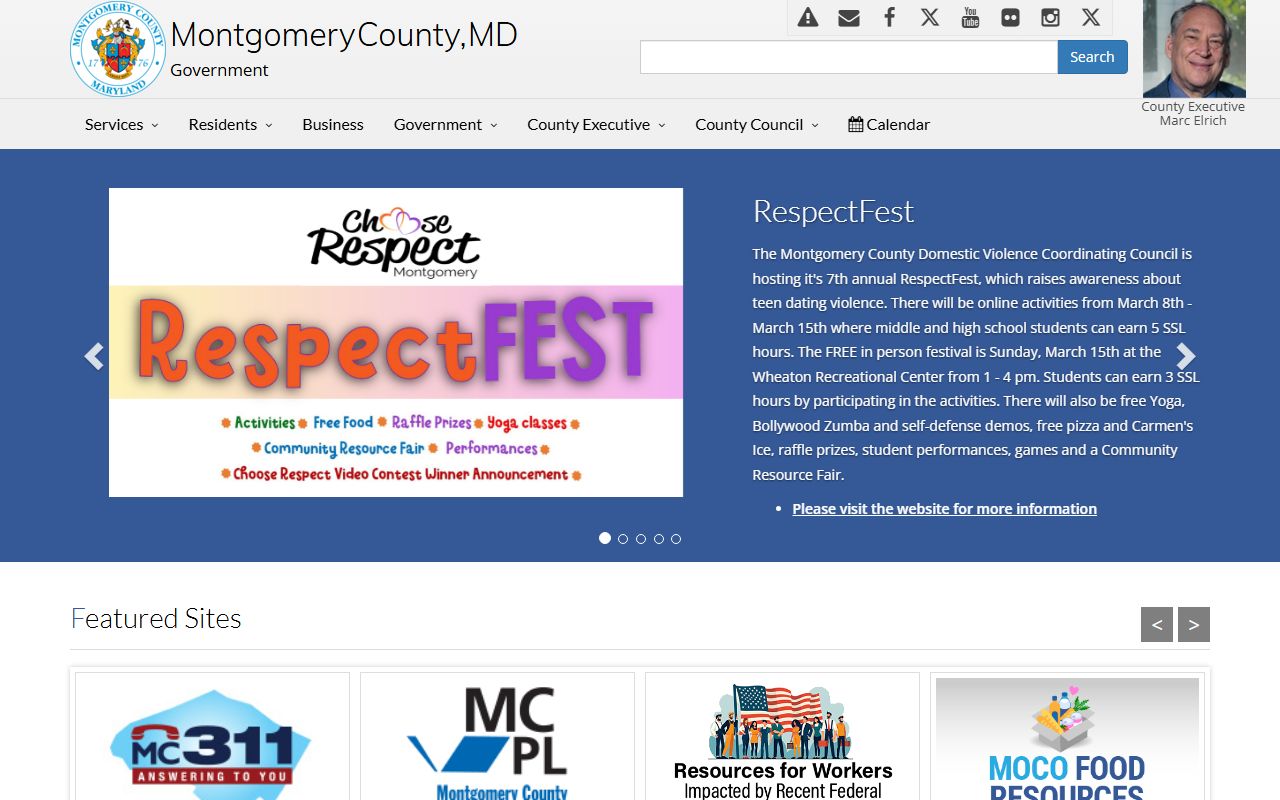 Montgomery County government homepage for people search resources