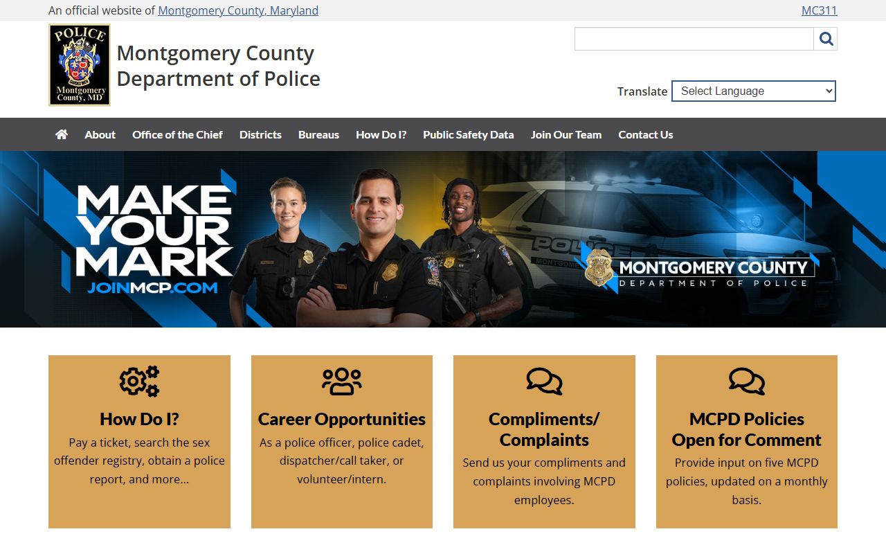 Montgomery County Police Department for people search records