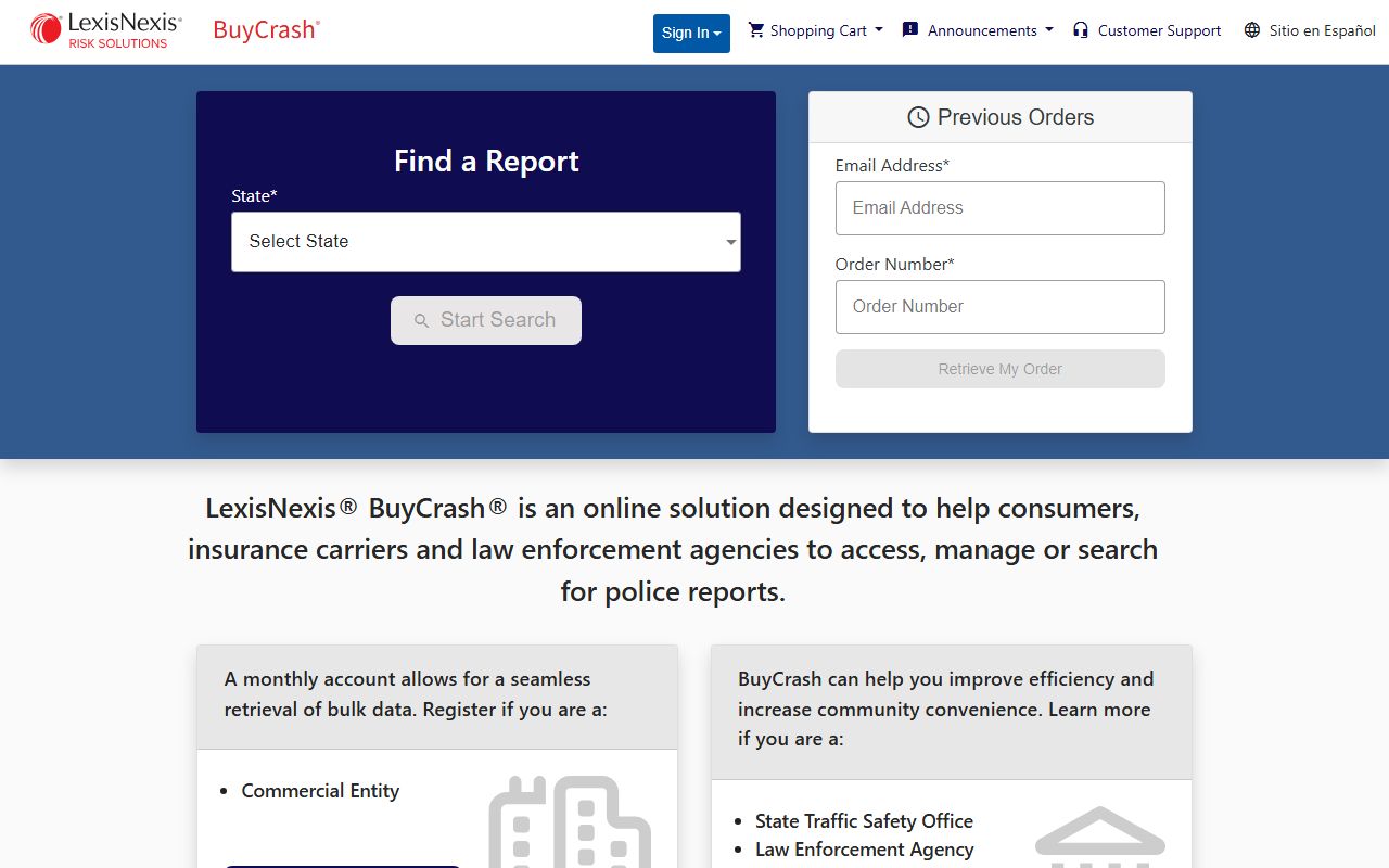 BuyCrash accident reports portal for Prince George's County people search